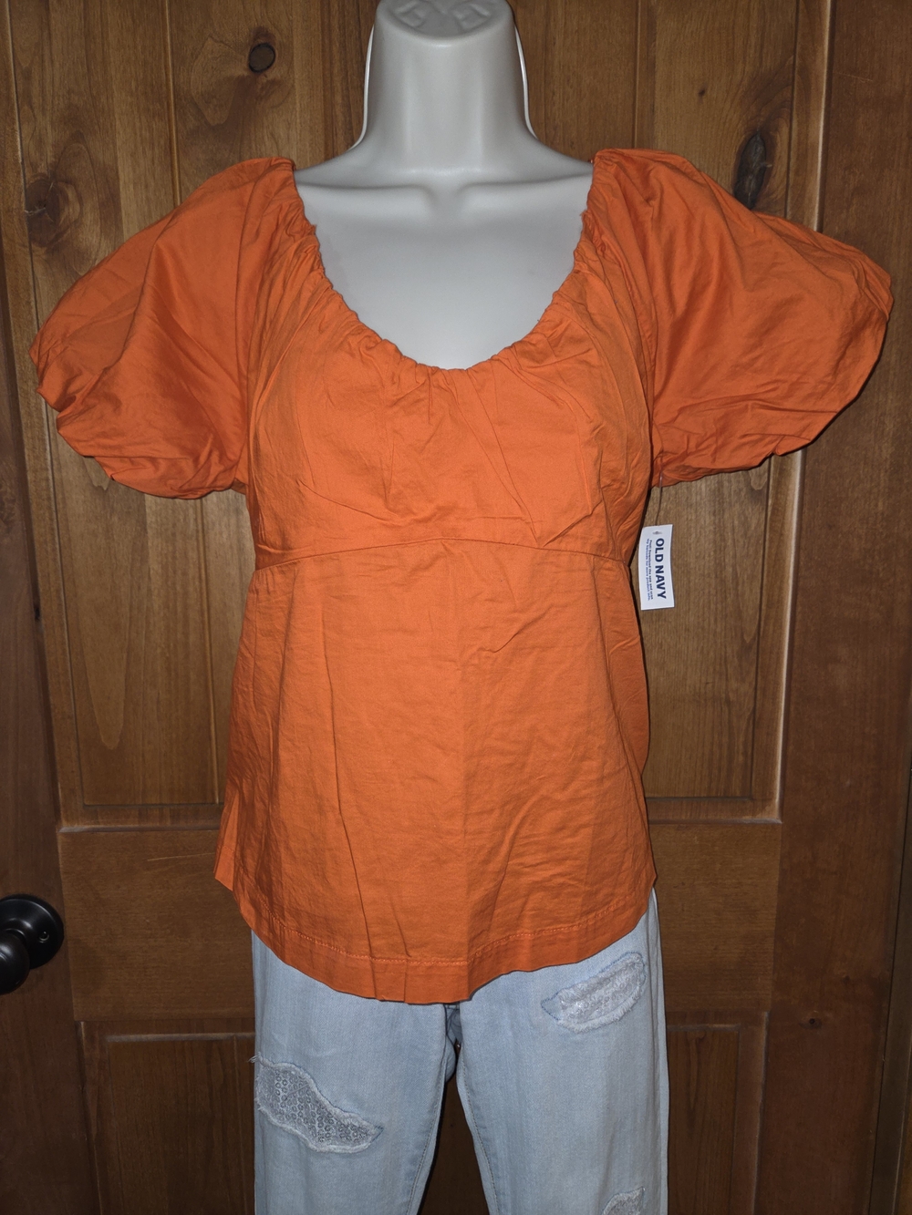 Old Navy Women's Orange Puff-Sleeve‎ Top
